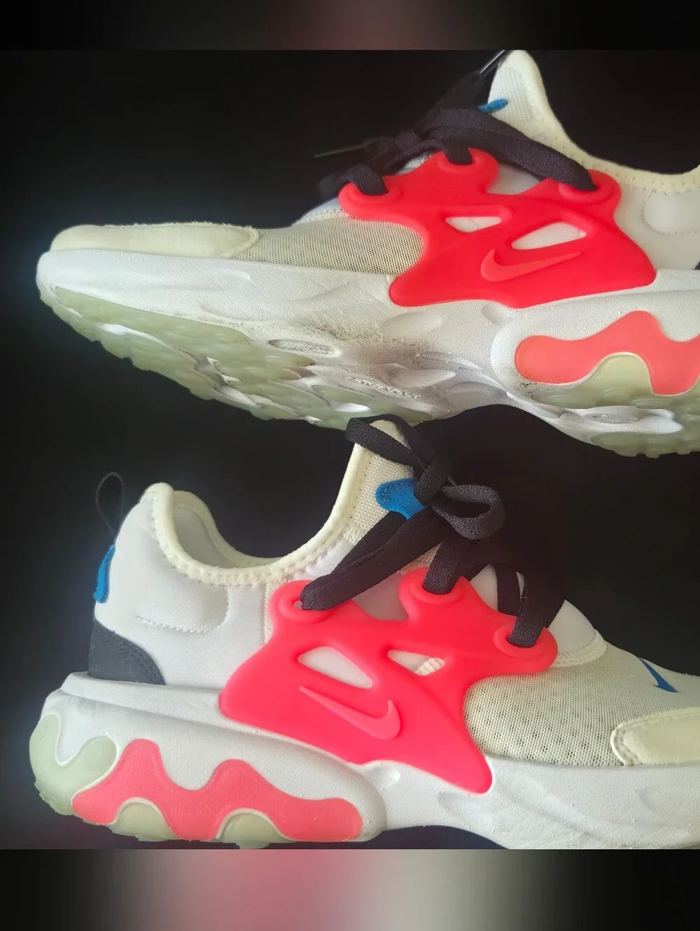 Nike White Athletic Shoes with Coral and Blue Accents